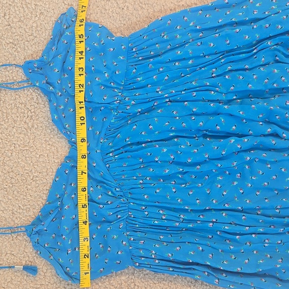 Karina Grimaldi Blue Floral High Low Spaghetti Strap Dress Size Medium - Picture 9 of 13